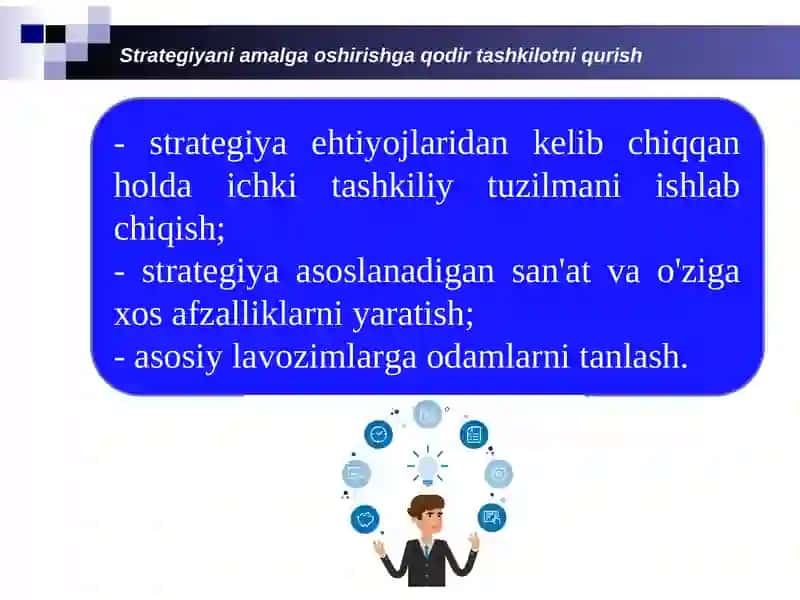 Strategiyani bajarish bo‘yicha asosiy vazifalar 4