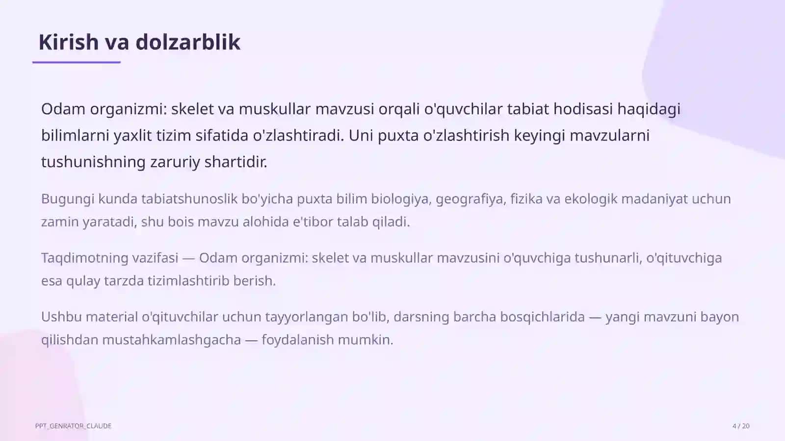 Odam organizmi: skelet va muskullar (4-sinf) 4