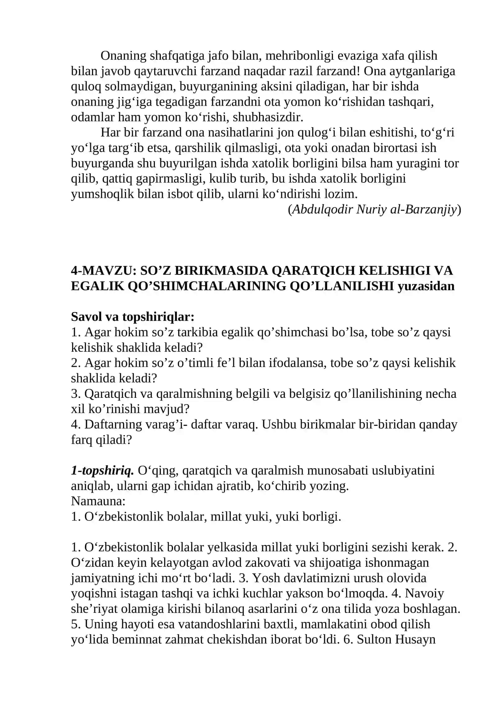 Qaratqich Kelishigi va Egalik Qo'shimchasi 4