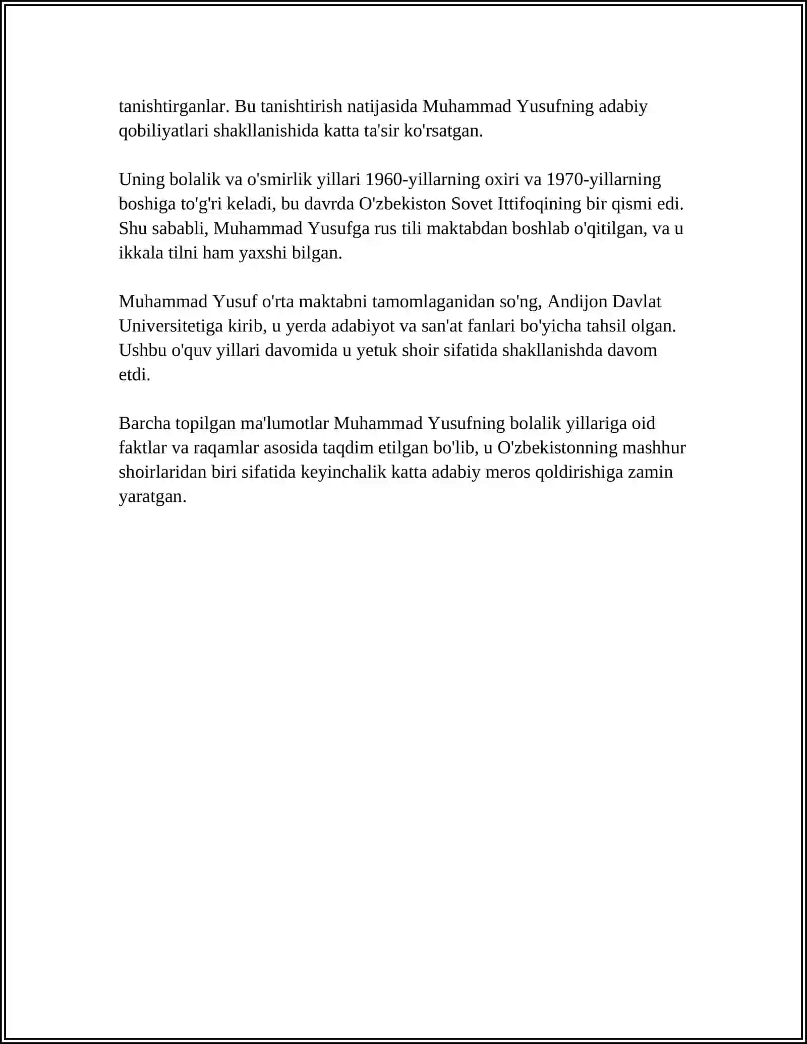 MUHAMMAD YUSUF HAYOTI VA IJODI 4