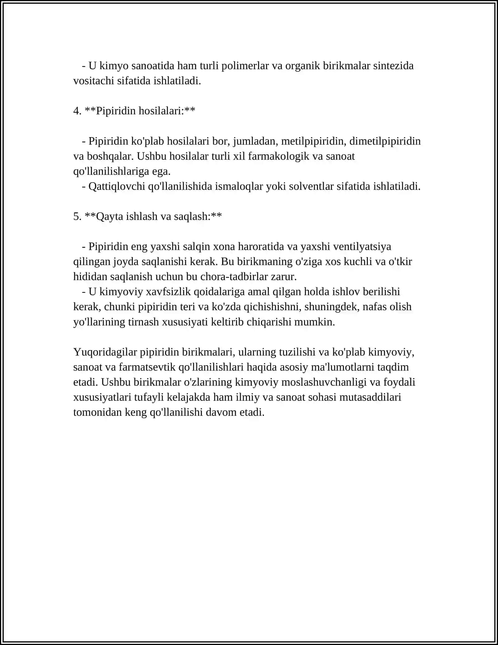 PIPIRIDIN BIRIKMALARI MISOLIDA RIVOJLANGAN PARMAKOPIYALARNING QIYOSIY TAHLILI 4