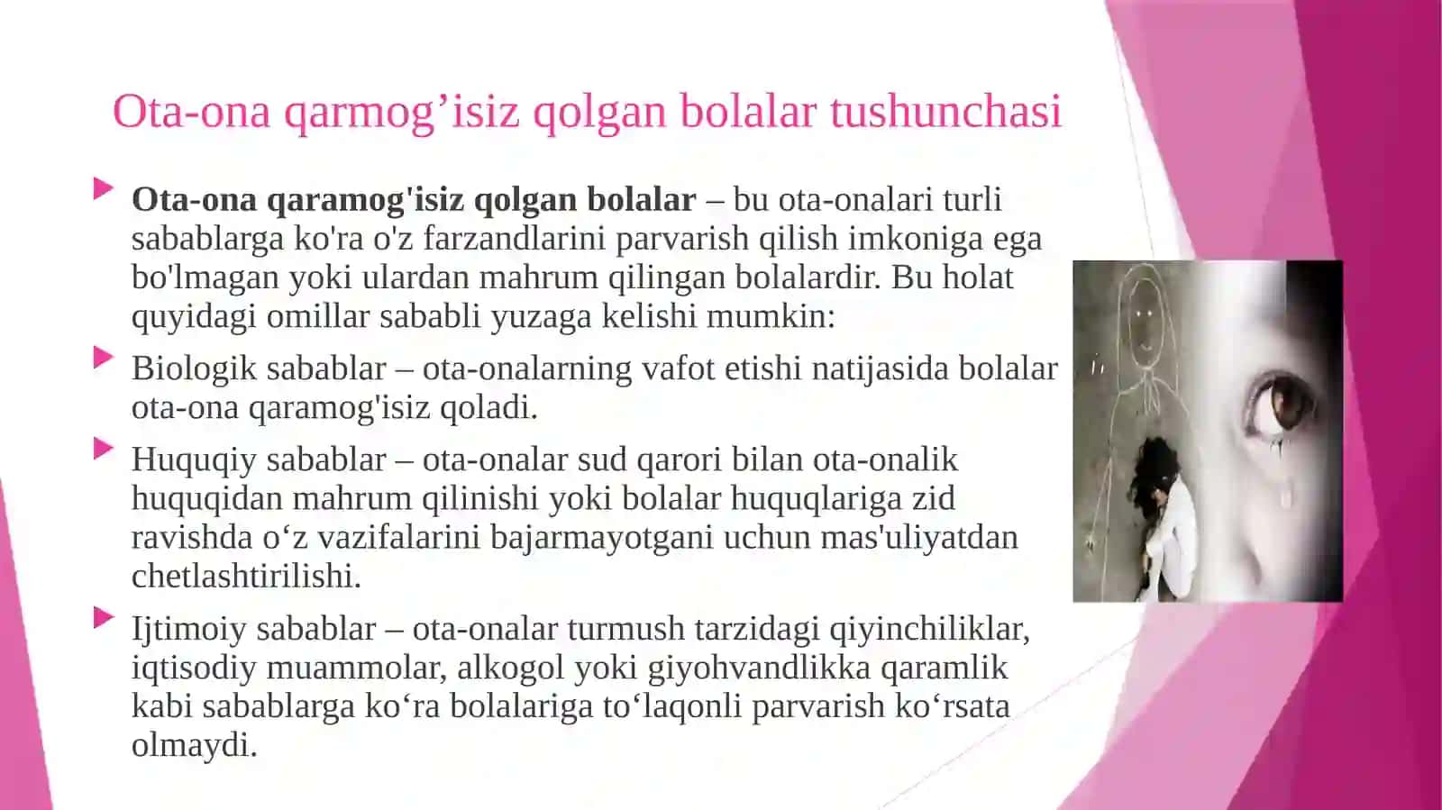 Ota-ona qarmog‘isiz qolgan bolalarni joylashtirishning oilaviy shakillarini insetutsional yo‘nalishlarini rivojlantirish 4