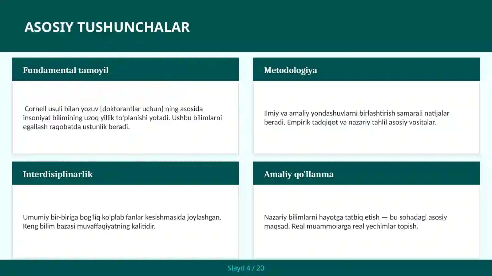 Cornell usuli bilan yozuv [doktorantlar uchun] 4
