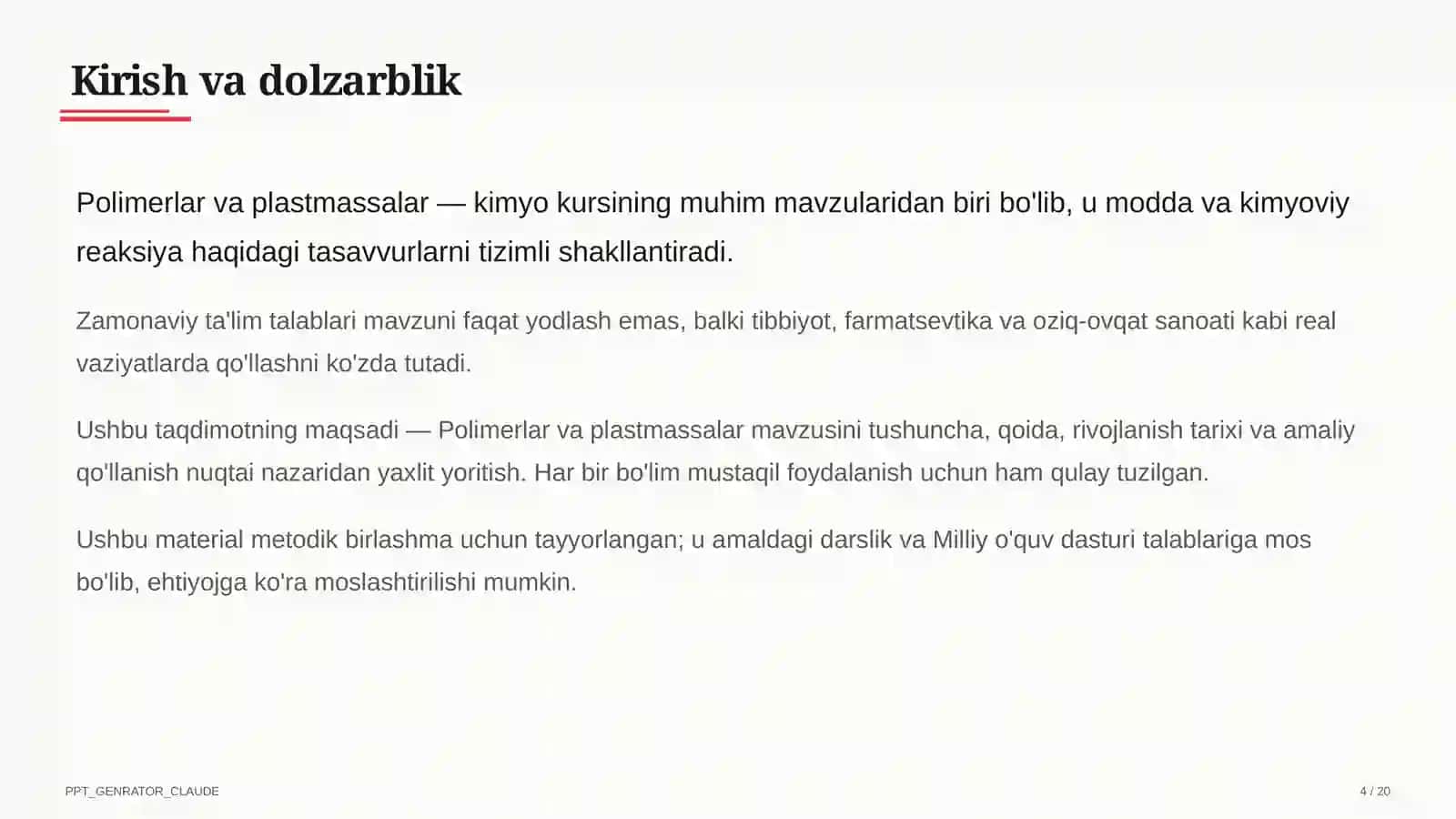 Polimerlar va plastmassalar (11-sinf) 4