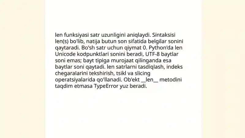 Satrlar (string) bilan ishlashning asosiy usullari 4