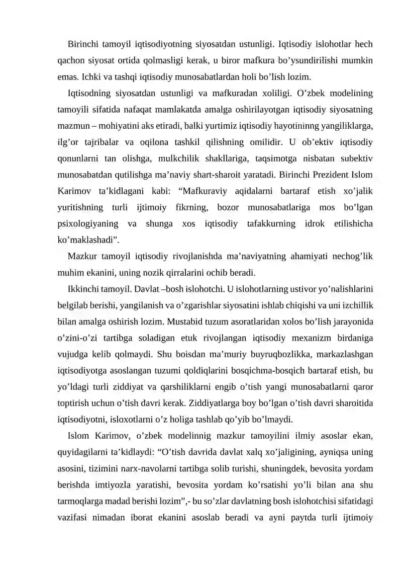 O‘zbekistonning o’ziga xos istiqlol va taraqqiyot yo’li 4