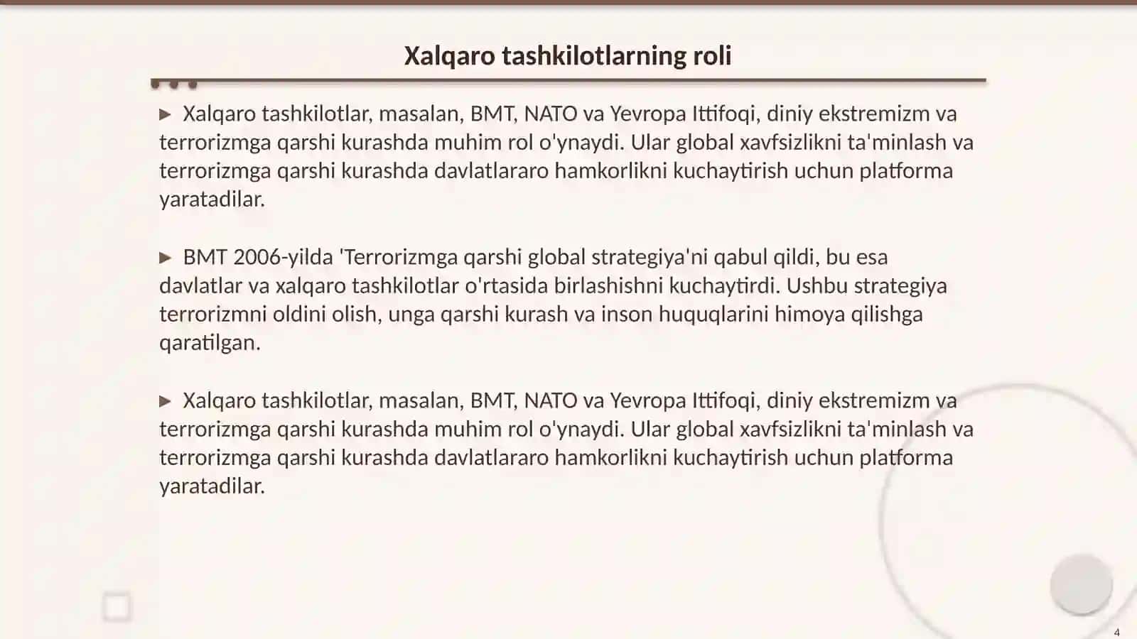 Diniy ekstremizm va terrorizmga qarshi kurashning xalqaro siyosiy-huquqiy asoslari 4