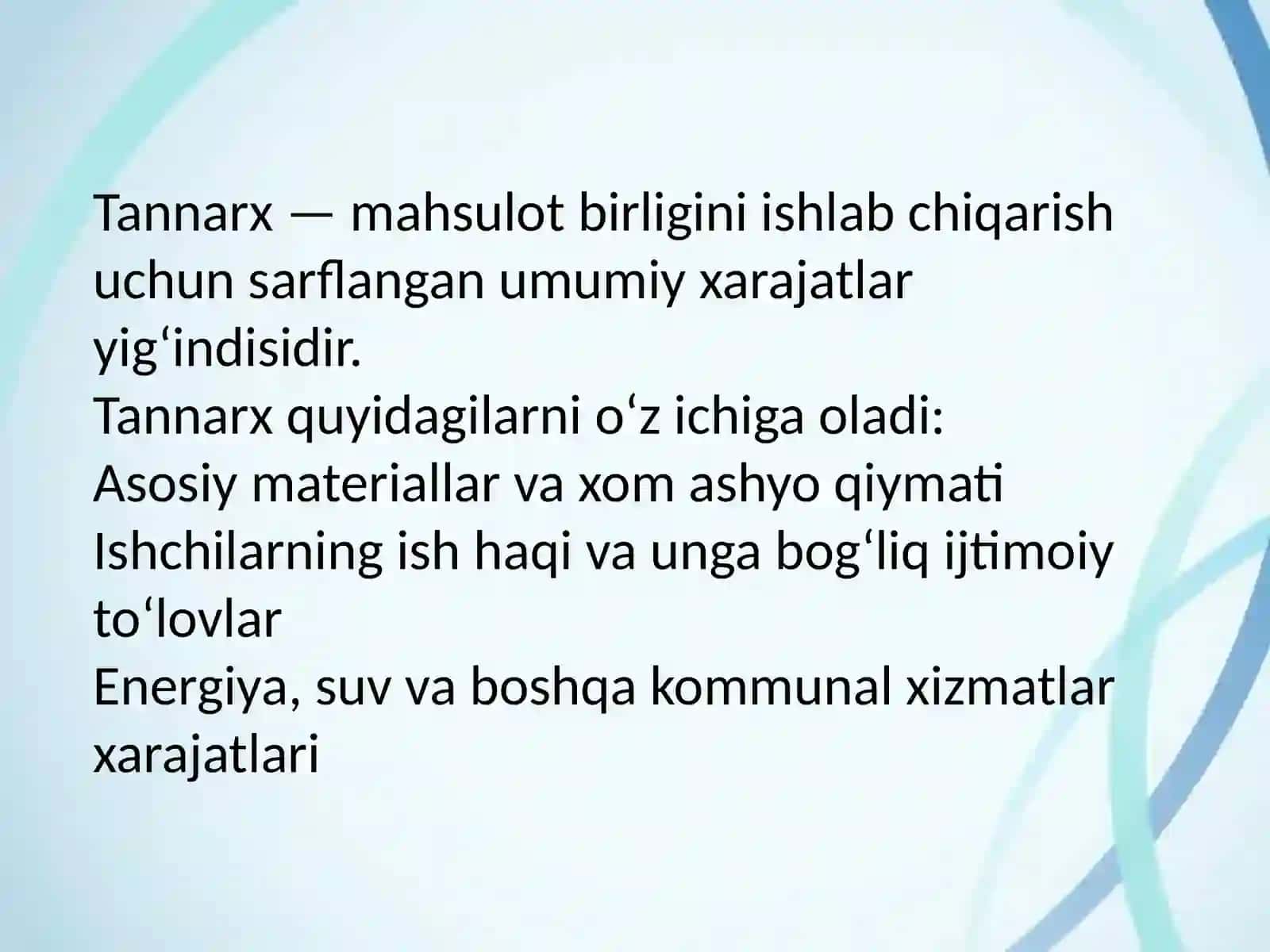 Ishlab chiqarish xarajatlari va mahsulot tannarxini 4