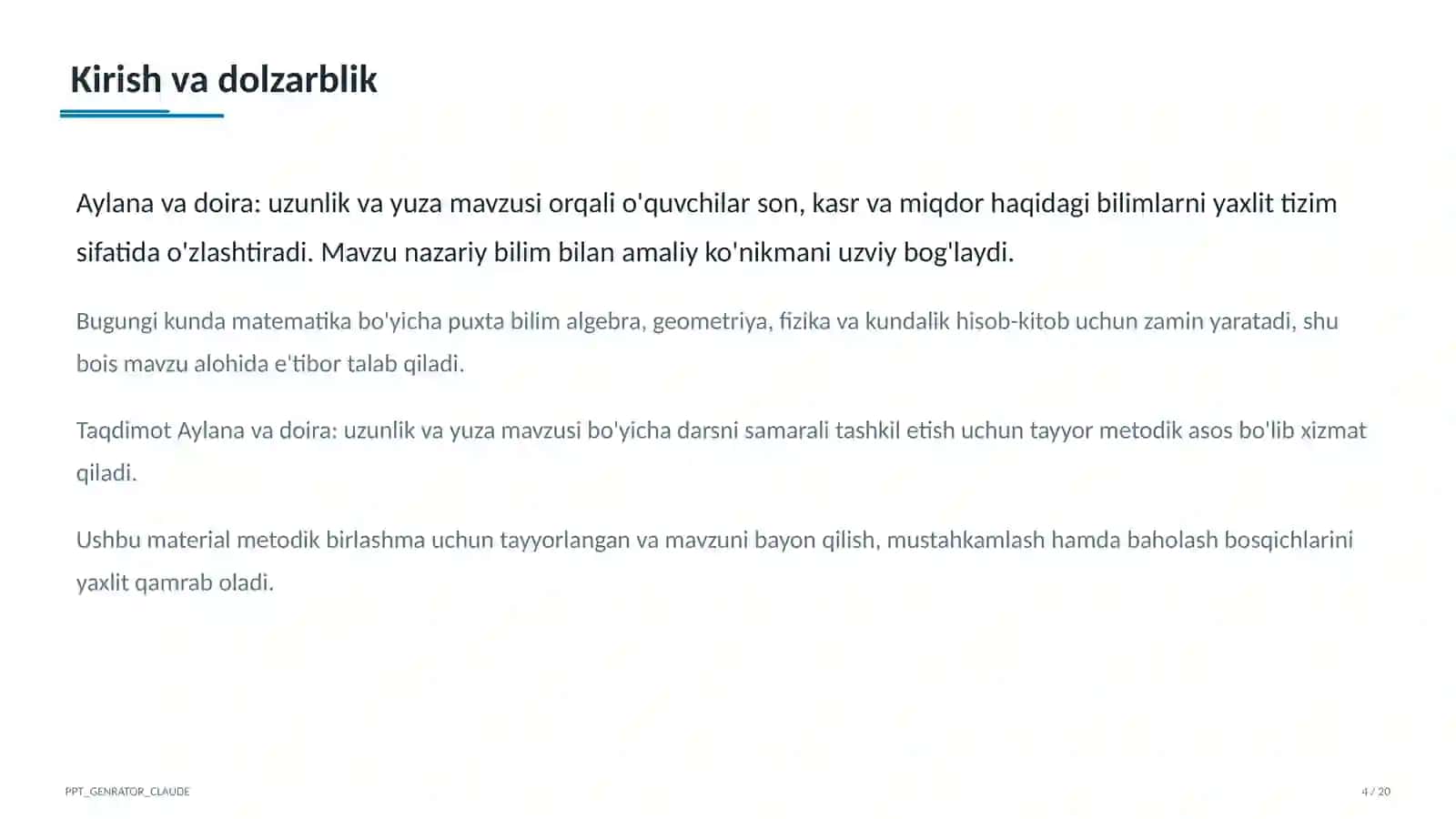 Aylana va doira: uzunlik va yuza (6-sinf) 4