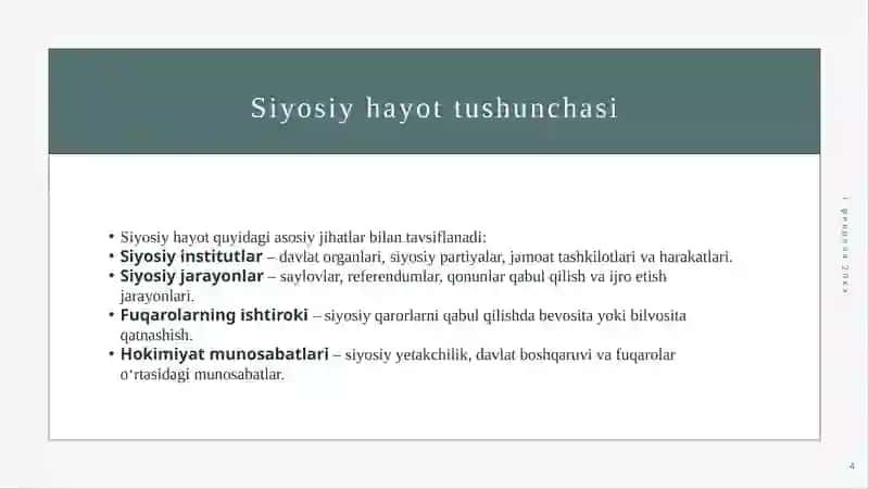 Siyosiy hayotda rasmiy va real ishtirok etish tayyor✅ 4