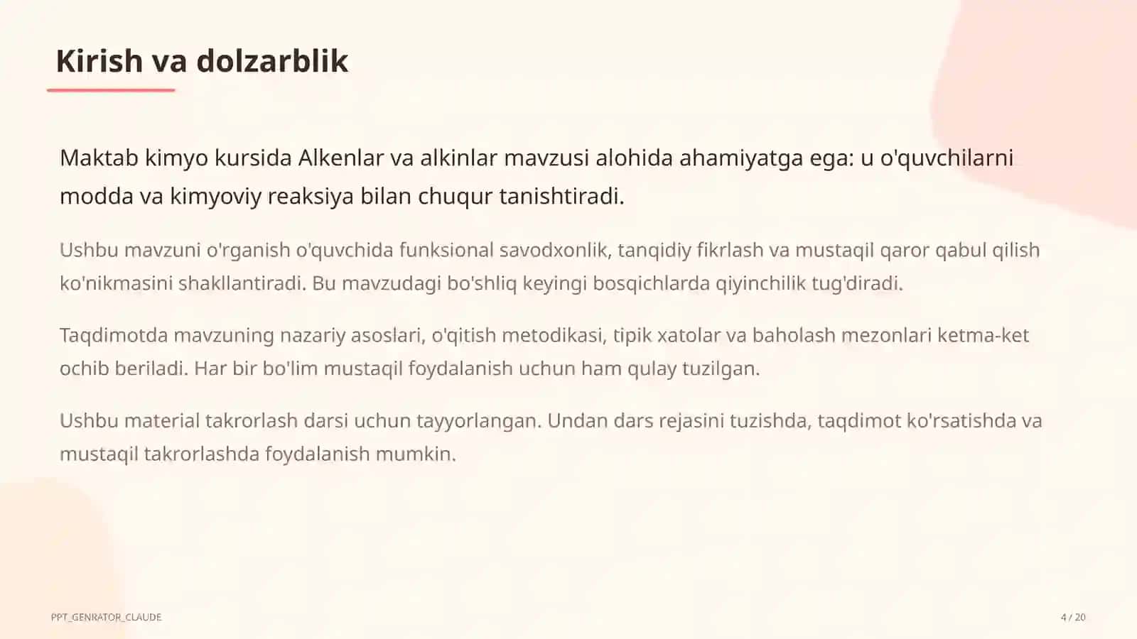 Alkenlar va alkinlar (10-sinf) 4