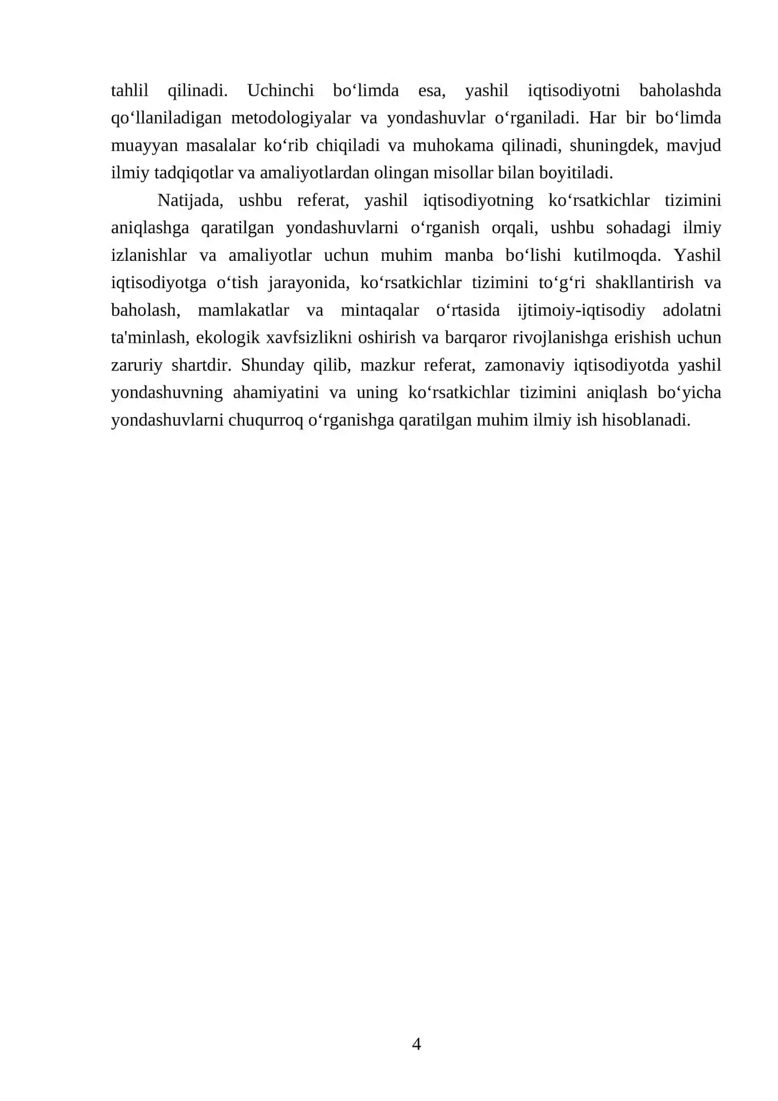 Yashil iqtisodiyotni tavsiflovchi ko‘rsatkichlar tizimi 4