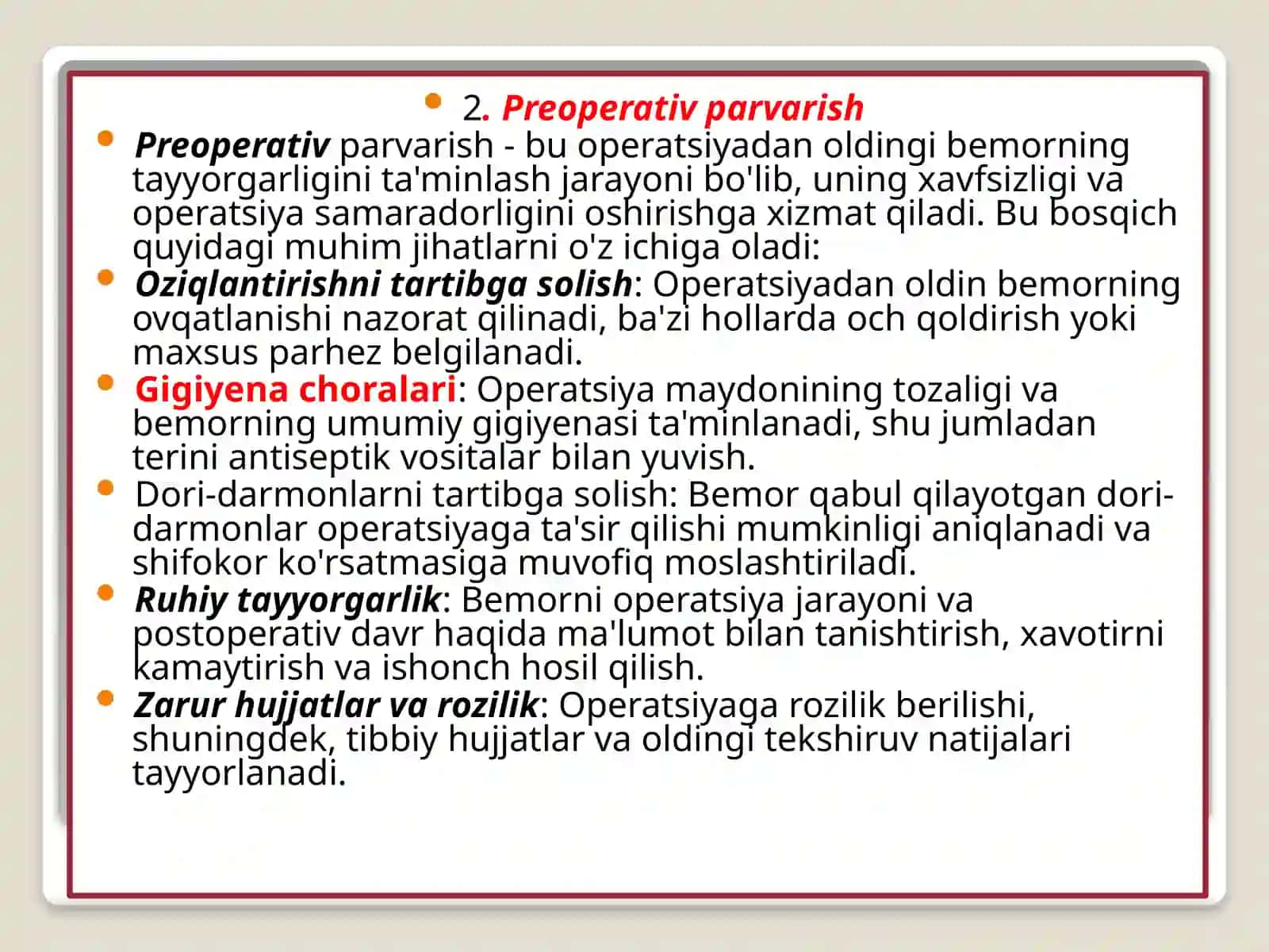 Xirurgik bemorlarini parvarishlash 4
