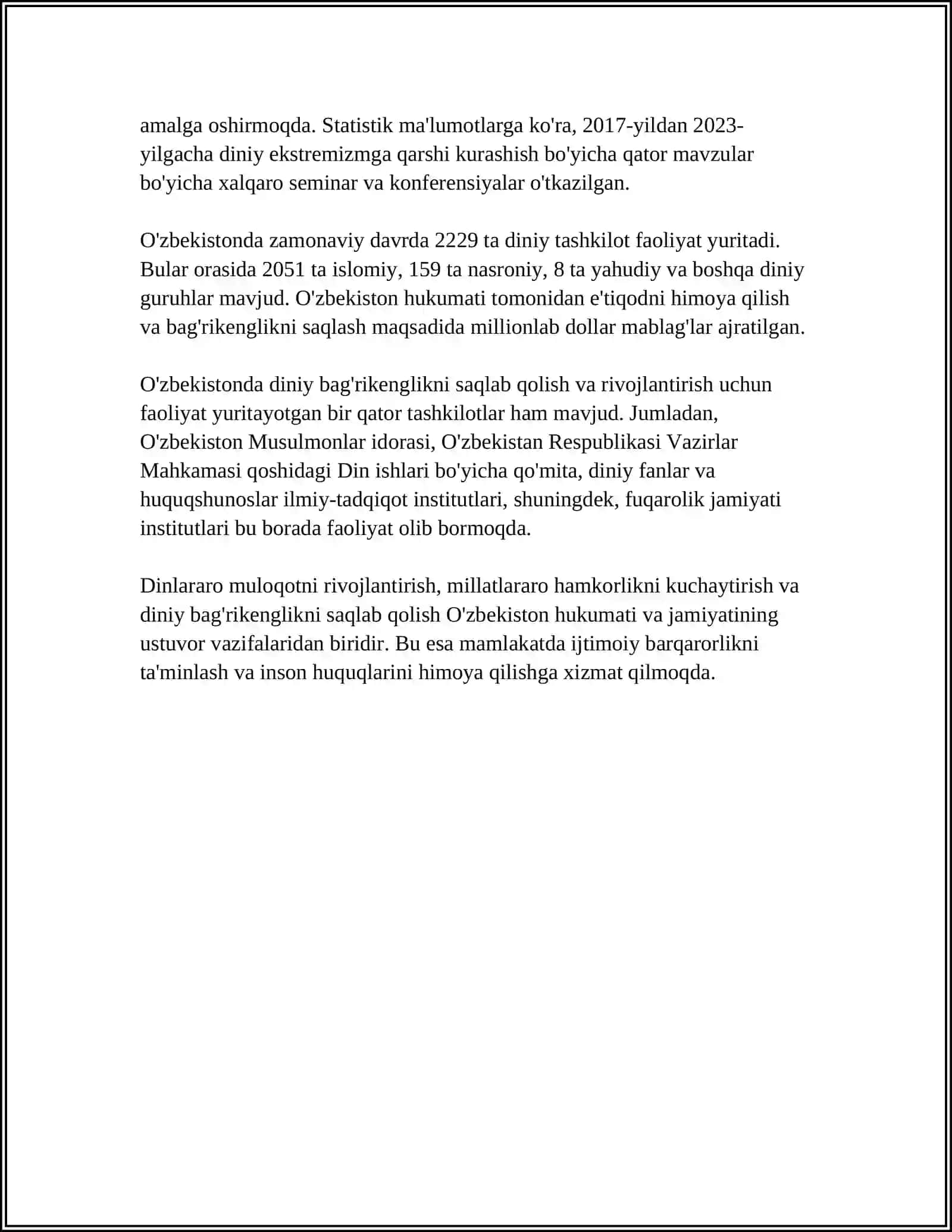 OʻZBEKISTONDA KONFESSIYALARARO DINIY BAGʻRIKENGLIKNING TARIXIY TAJRIBASI 4