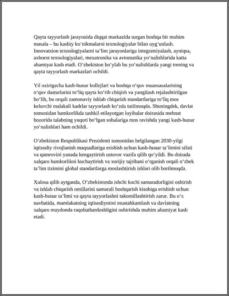 O‘ZBEKISTONDA ISHLAB CHIQARISH OMILLARI SAMARADORLIGINI OSHIRISH YOLLARI 4