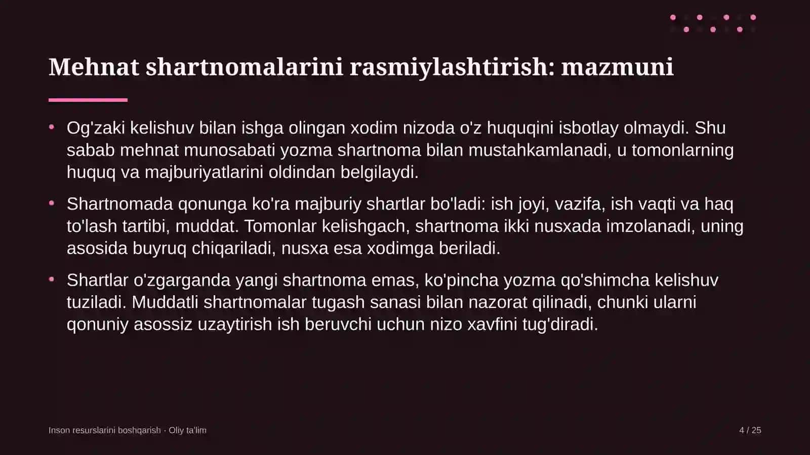 Aviatsiya texnikasini ta'mirlash korxonalarida mehnat shartnomalarini rasmiylashtirish 4