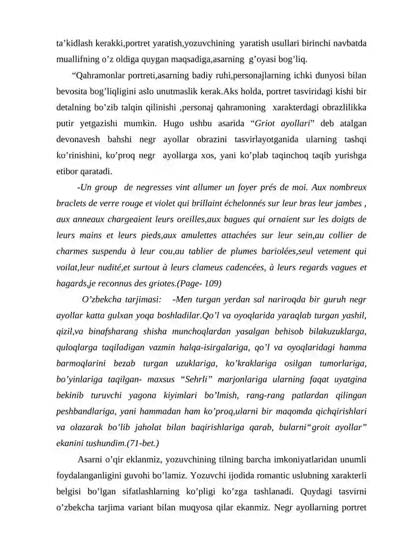 V. Gyugoning “Byug – Jargal” romanining leksik – stilistik xususiyatlari va ularning tarjimada berilish 4