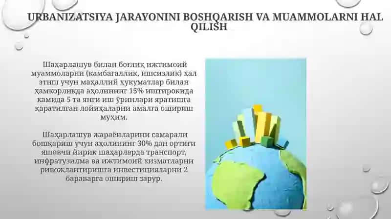 Tez rivojlanayotgan hududlar va alohida mamlakatlarda urbanizatsiya darajasini taqqoslash 4