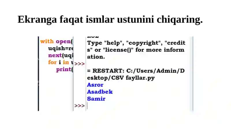 Pythonda CSV fayllari va ular ustida ishlash 4