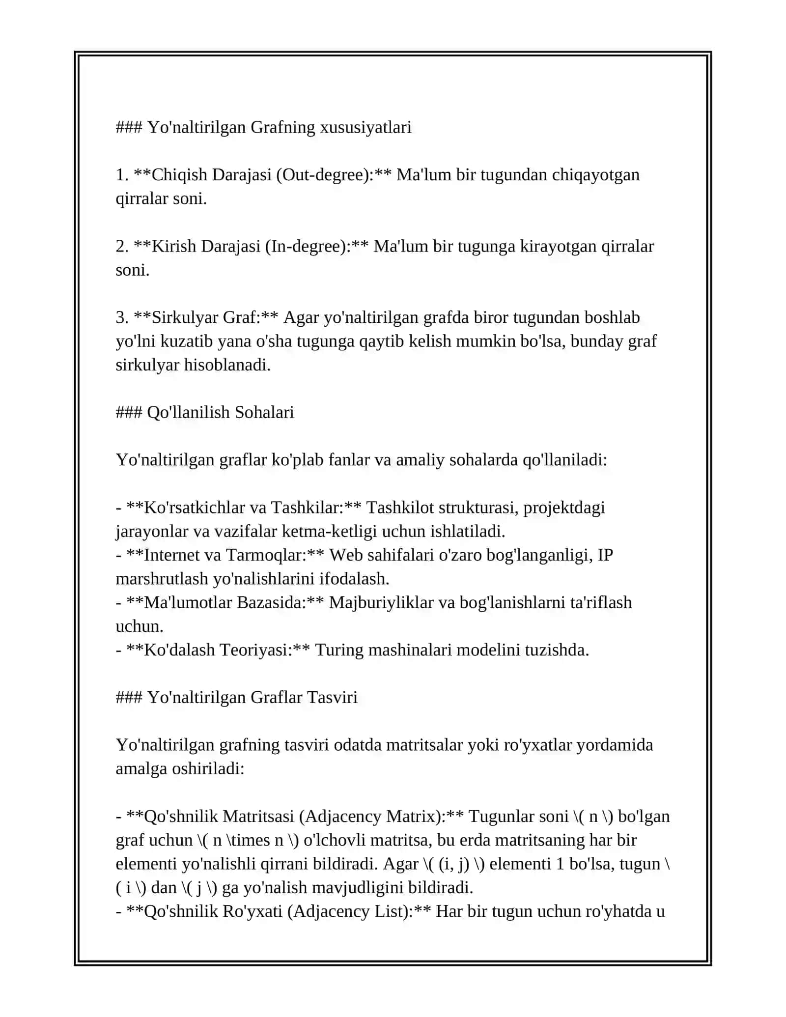Yo'naltirilgan graflar asoslari 4