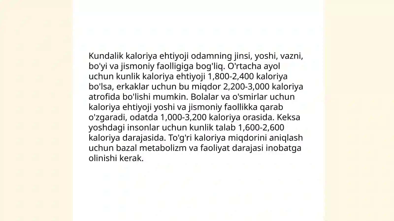 Bir kunlik ovqat ratsionini tuzish 4