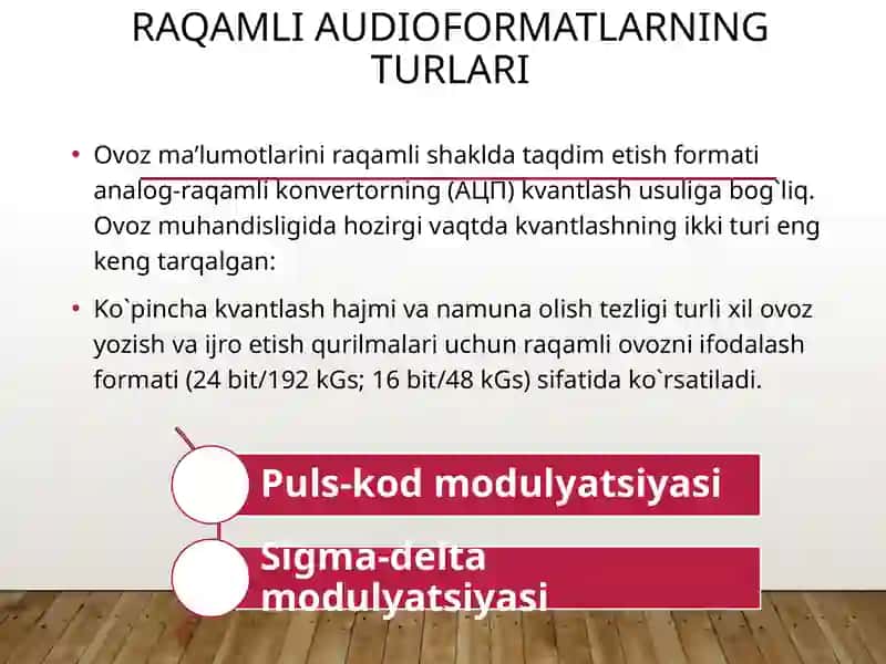 Audiofayllar. Audioformatlar 4
