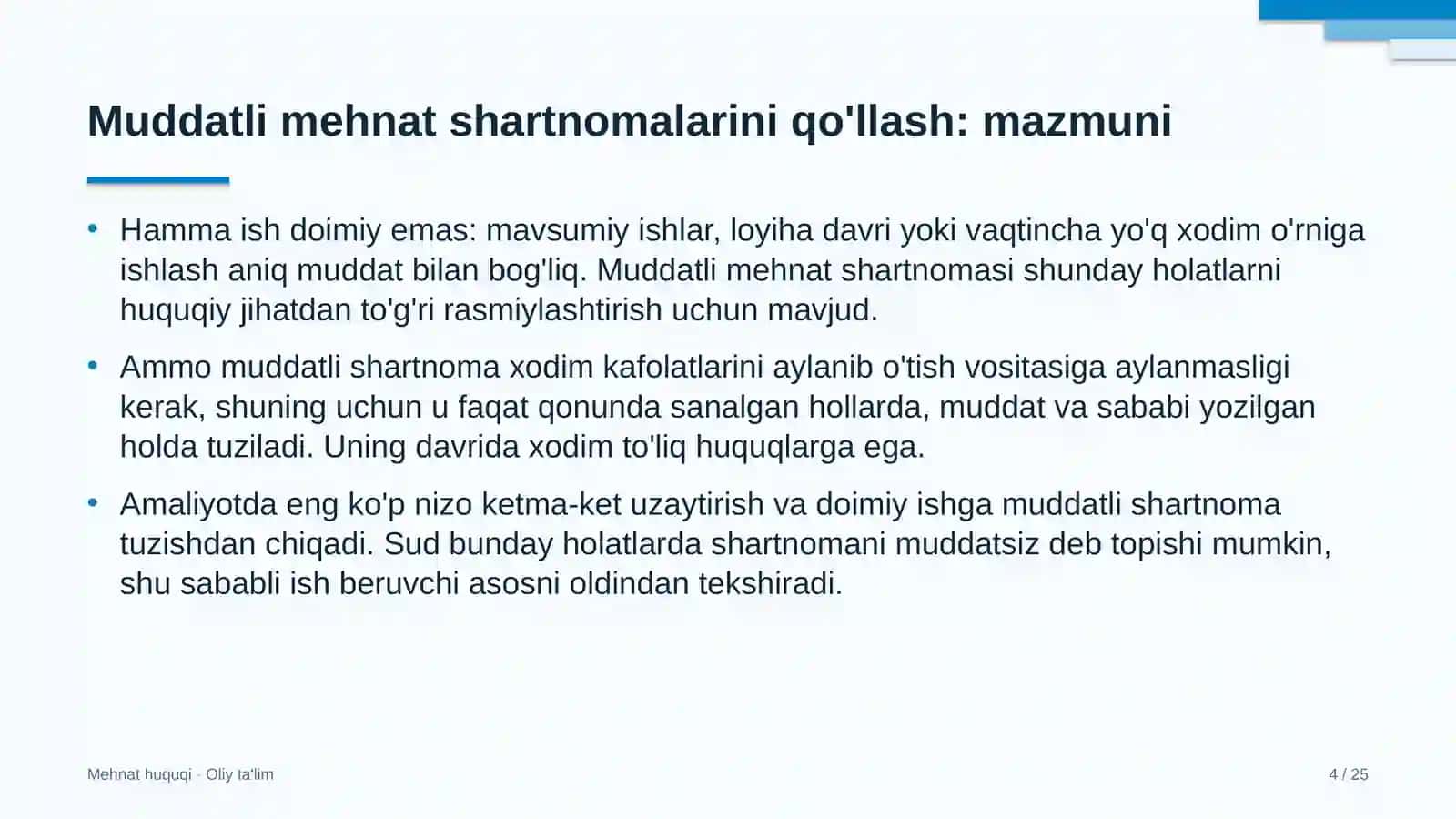 Veterinariya xizmatida muddatli mehnat shartnomalarini qo'llash 4