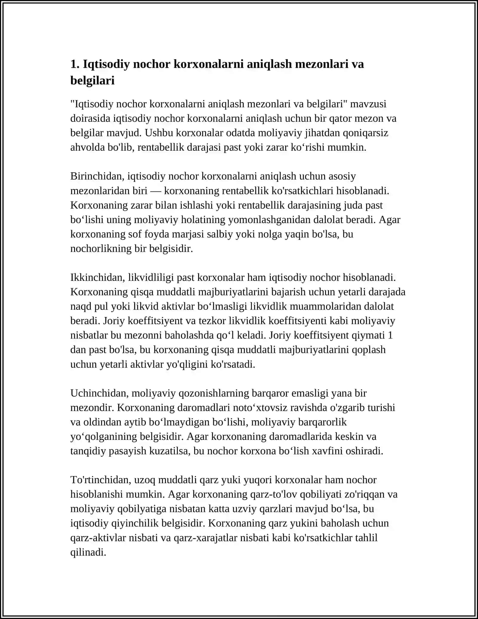 IQTISODIY NOCHOR KORXONALAR FAOLIYATINI TAHLIL QILISHNING XUSUSIYATLARI 4