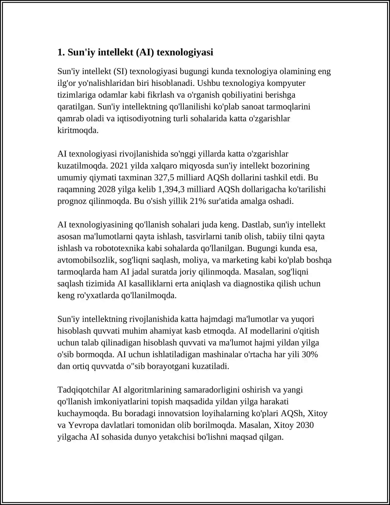 Sun'iy intellekt (AI) texnologiyasi 4
