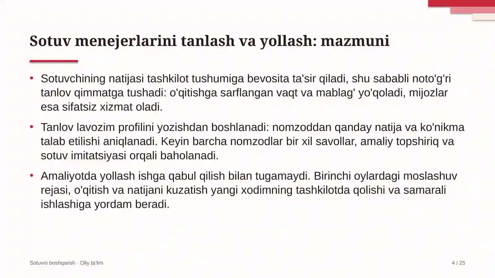 Agrokimyo xizmatida sotuv menejerlarini tanlash va yollash 4