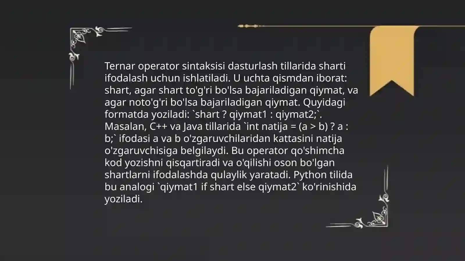 Qisqa shartli operatorlar 4