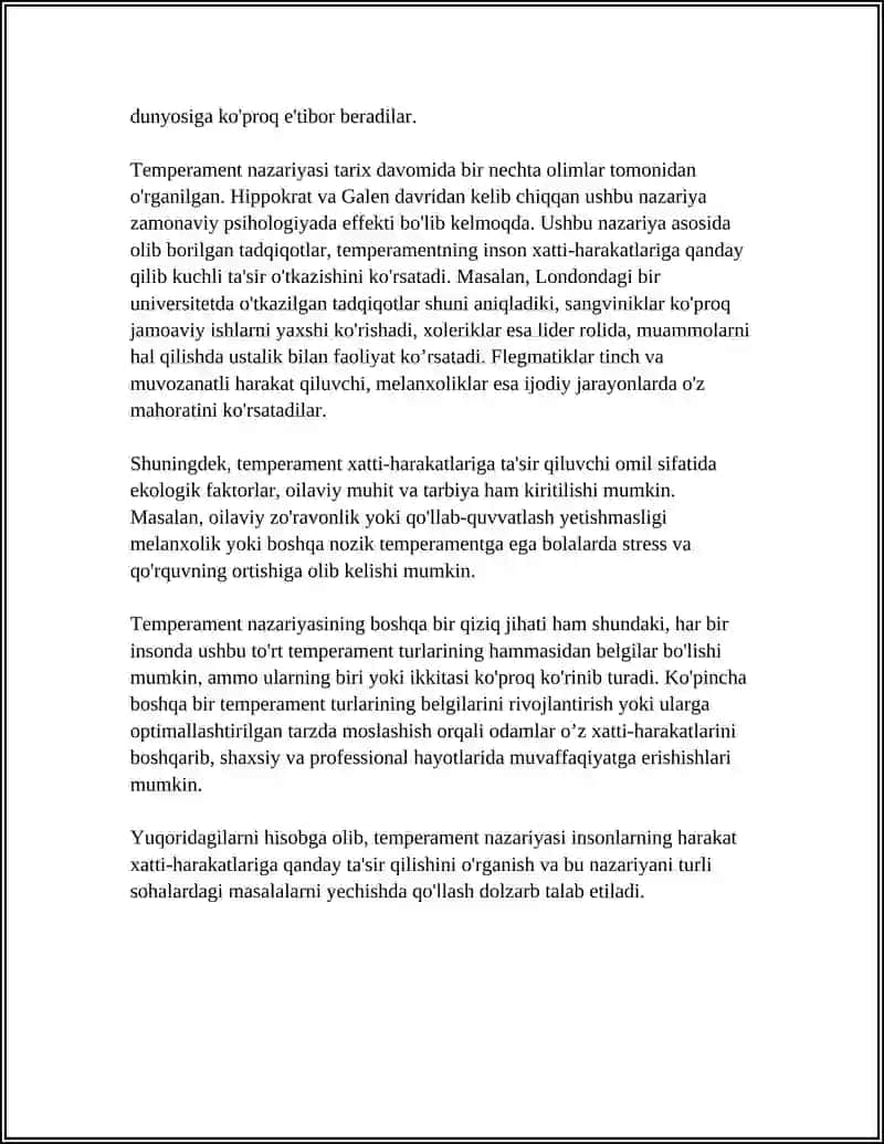 TEMPERAMENT VA HARAKAT 4
