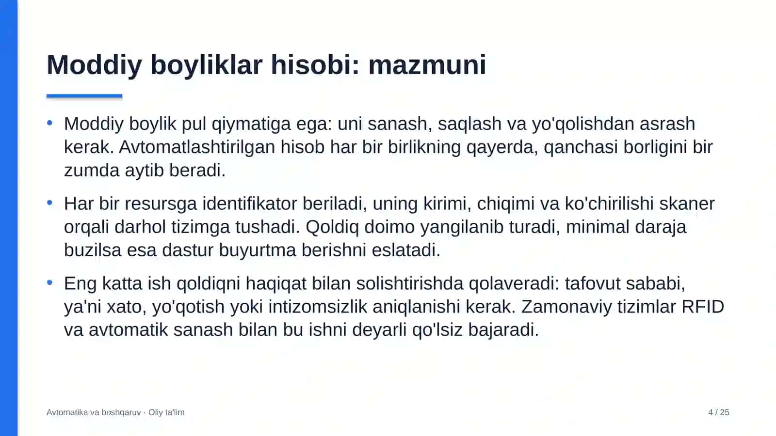xo'jalik mollari do'konlarida moddiy boyliklar hisobini avtomatlashtirish 3330 4