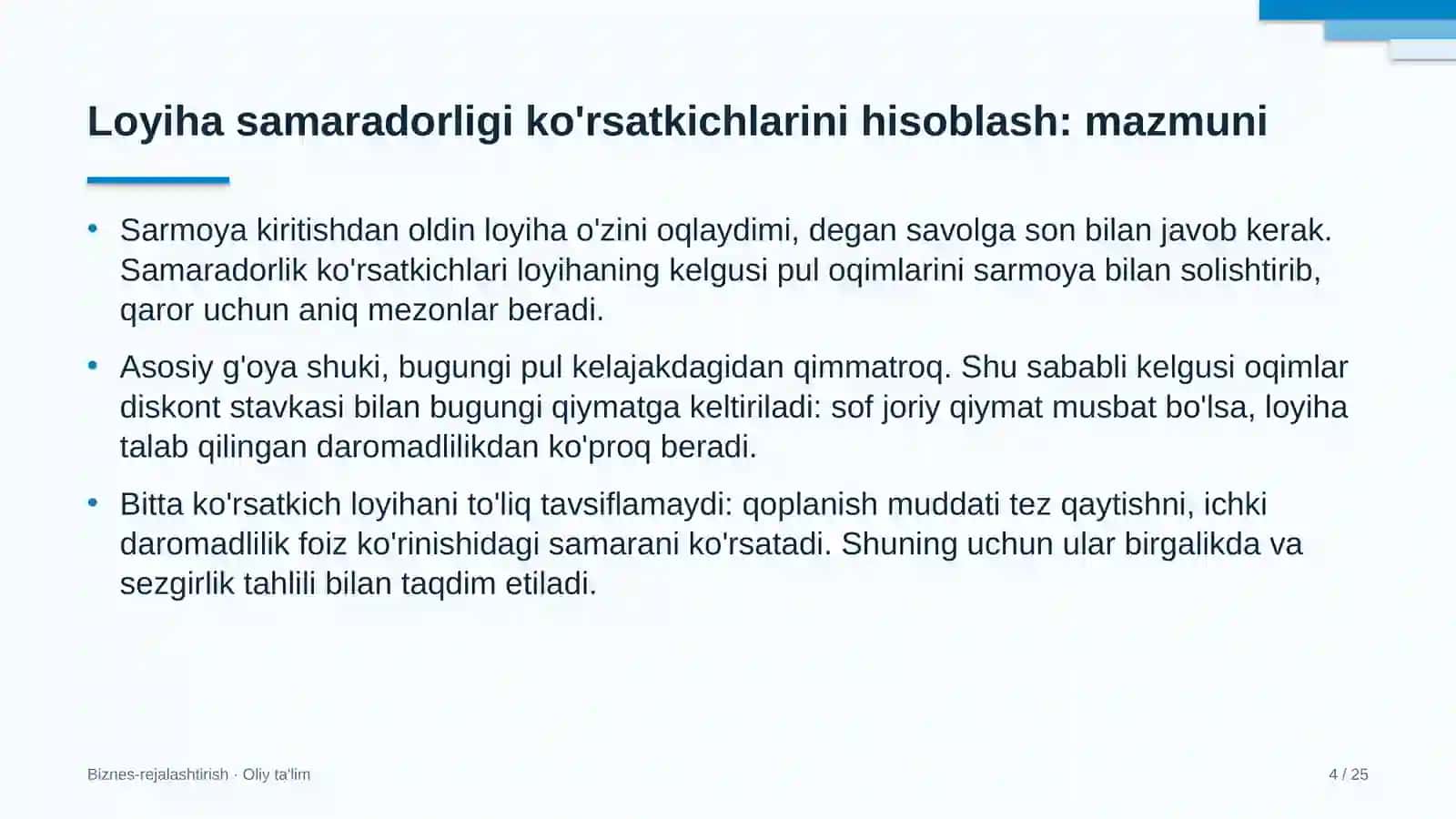 tog' chang'i majmualarida loyiha samaradorligi ko'rsatkichlarini hisoblash 5401 4