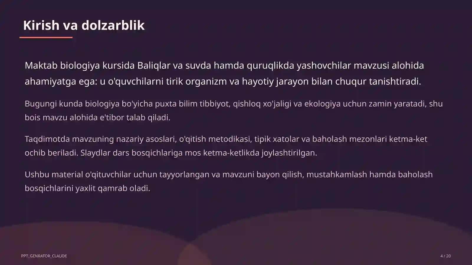 Baliqlar va suvda hamda quruqlikda yashovchilar (7-sinf) 4