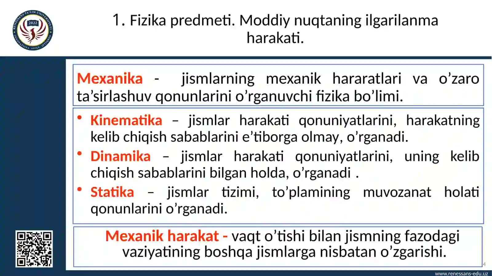 Fizika predmeti. Moddiy nuqtaning ilgarilanma harakati 4