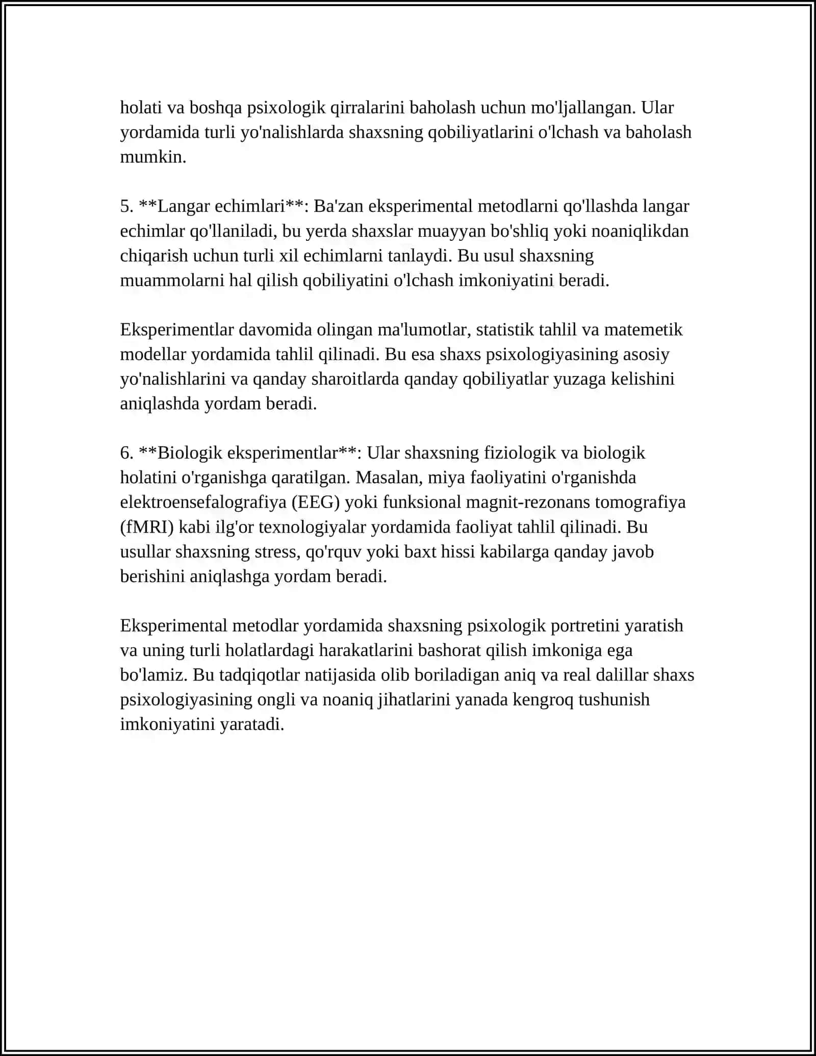 SHAXS PSIXOLOGIYASI MUOMALARINI OʻRGANISHDA EKSPREMENTAL ME'TODNI QOʻLLASH XUSUSIYATLARI 4