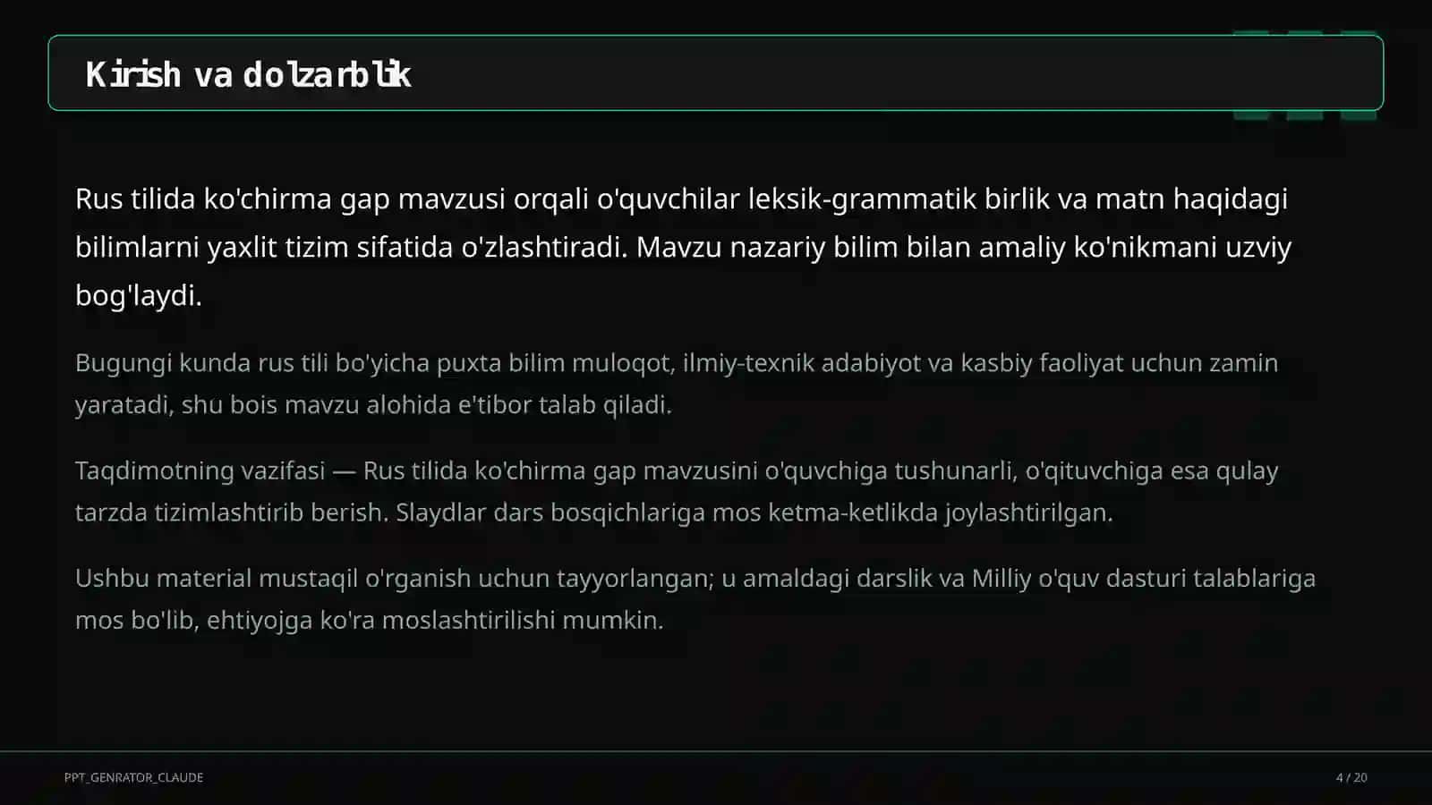 Rus tilida ko'chirma gap (9-sinf) 4