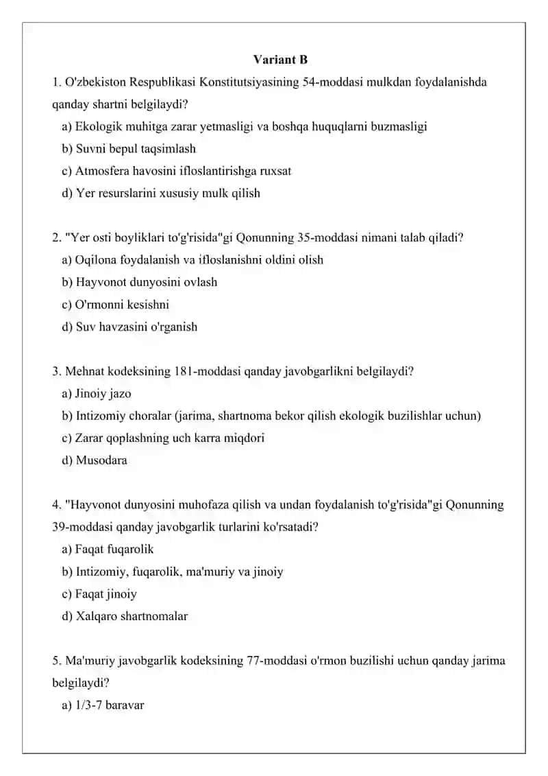 Ekologiya xuquqining manbalari va ularning tavsifi 4