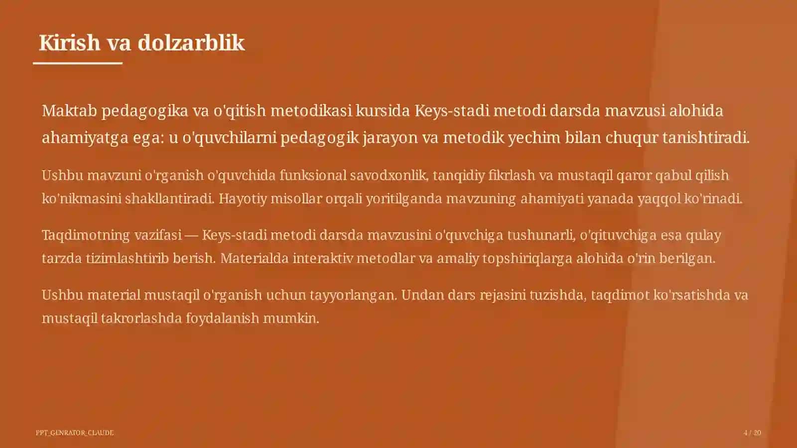 Keys-stadi metodi darsda 4