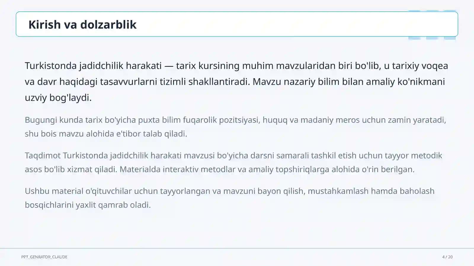 Turkistonda jadidchilik harakati (9-sinf) 4