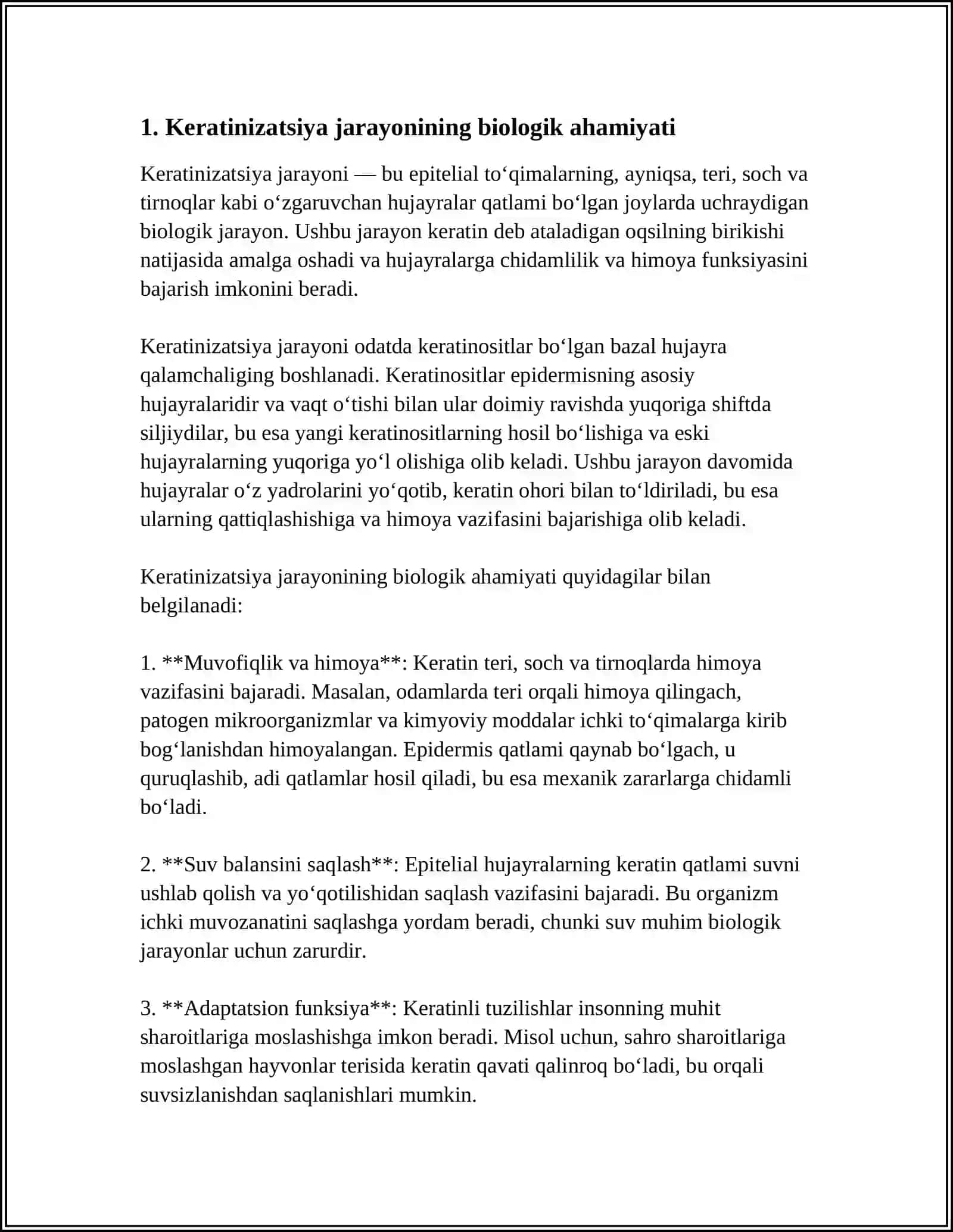 KERATINIZATSIYA JARAYONLARI HAQIDA ZAMONAVIY TASAVVURLAR 4