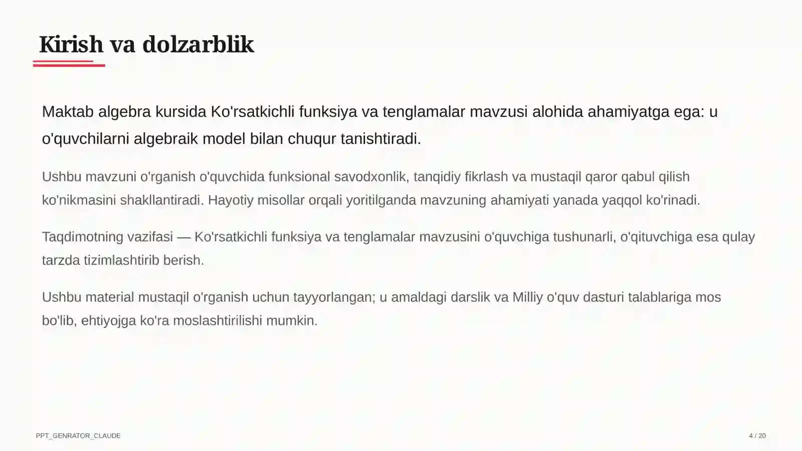 Ko'rsatkichli funksiya va tenglamalar (10-sinf) 4