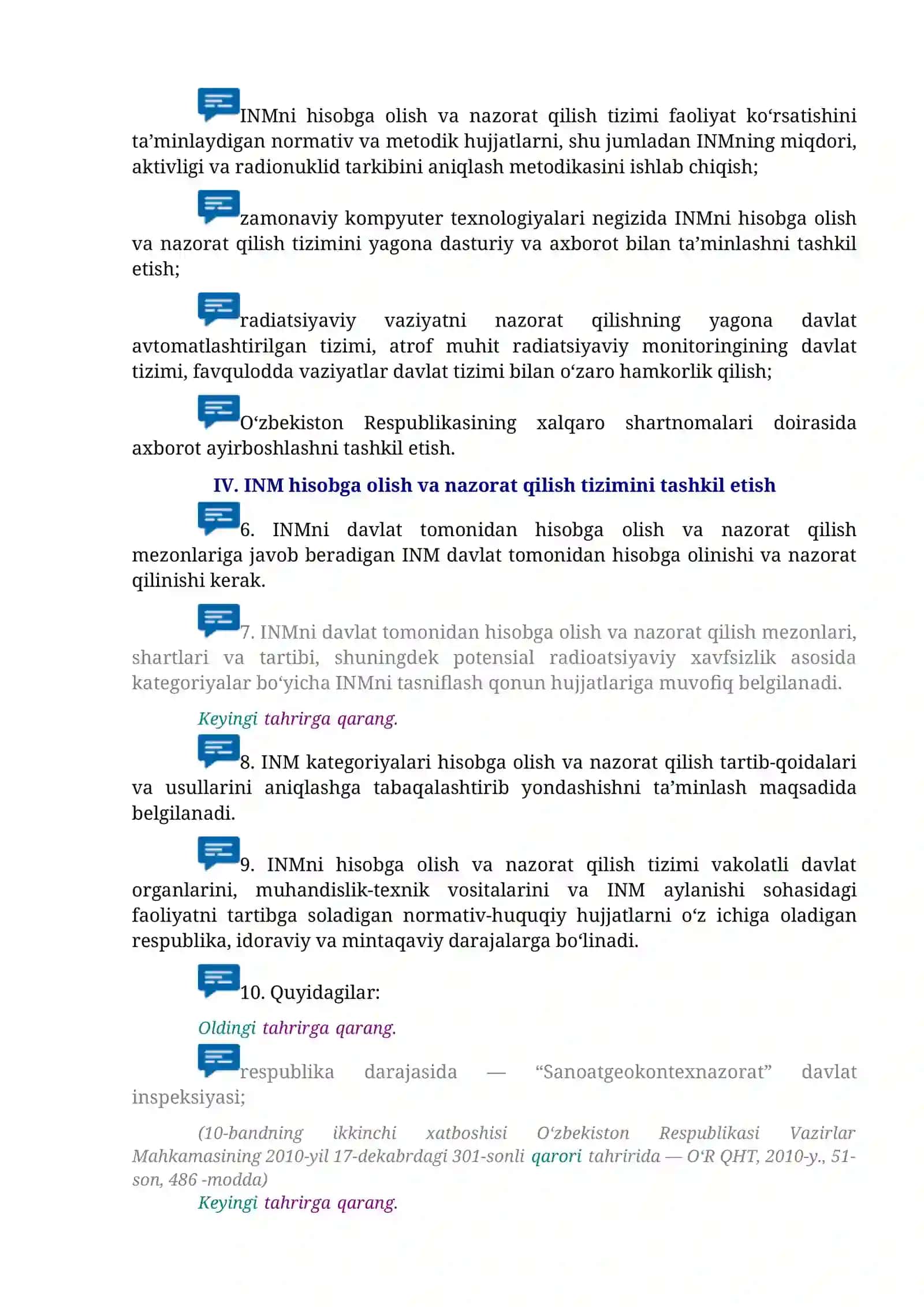 Ionlashtiruvchi nurlanish manbalari aylanishini davlat tomonidan hisobga olish va nazorat qilish tizimini tashkil etish 4