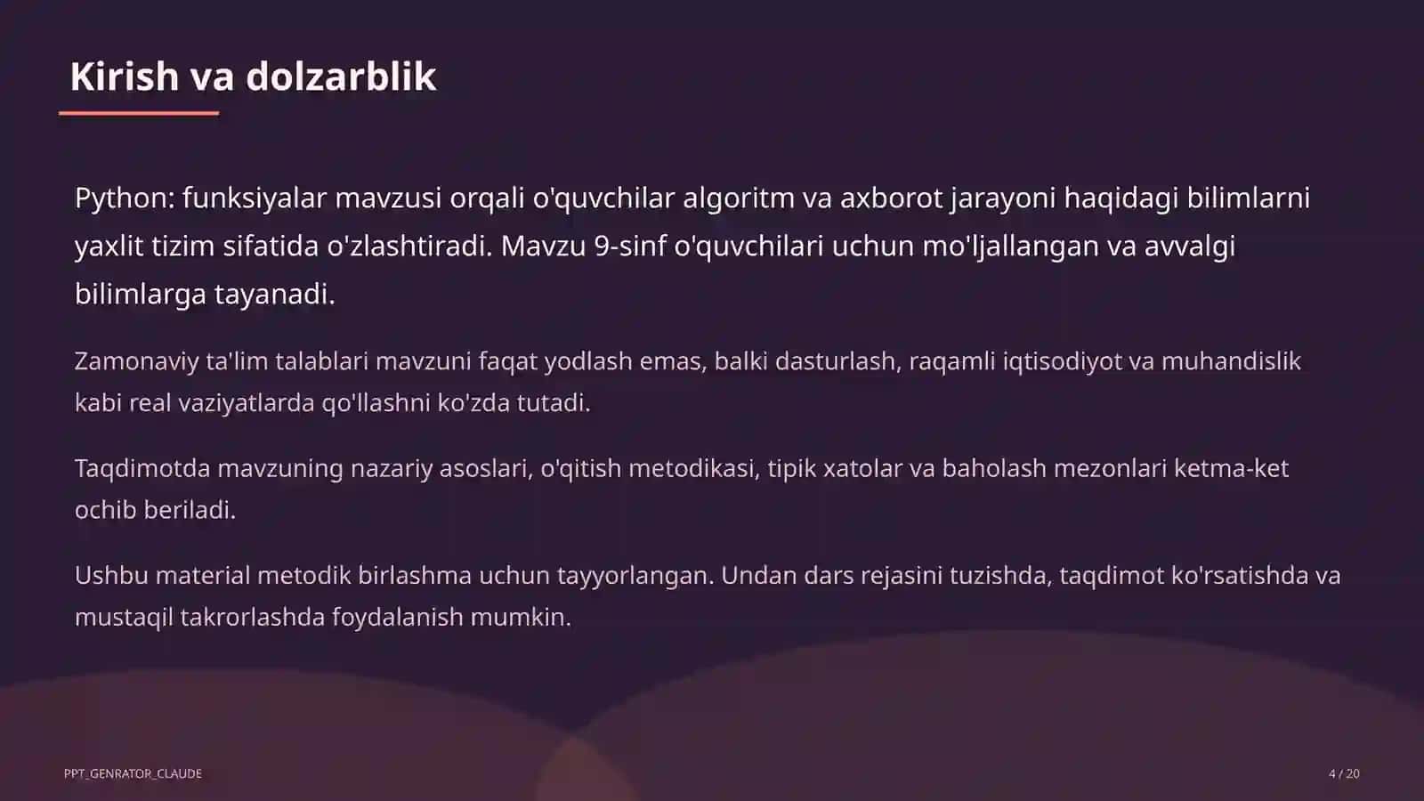Python: funksiyalar (9-sinf) 4