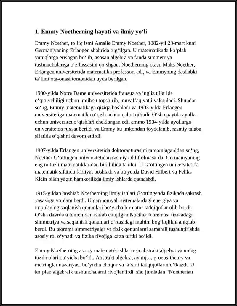 EMMY NOETHER VA UNING FANGA QO‘SHGAN HISSASI 4