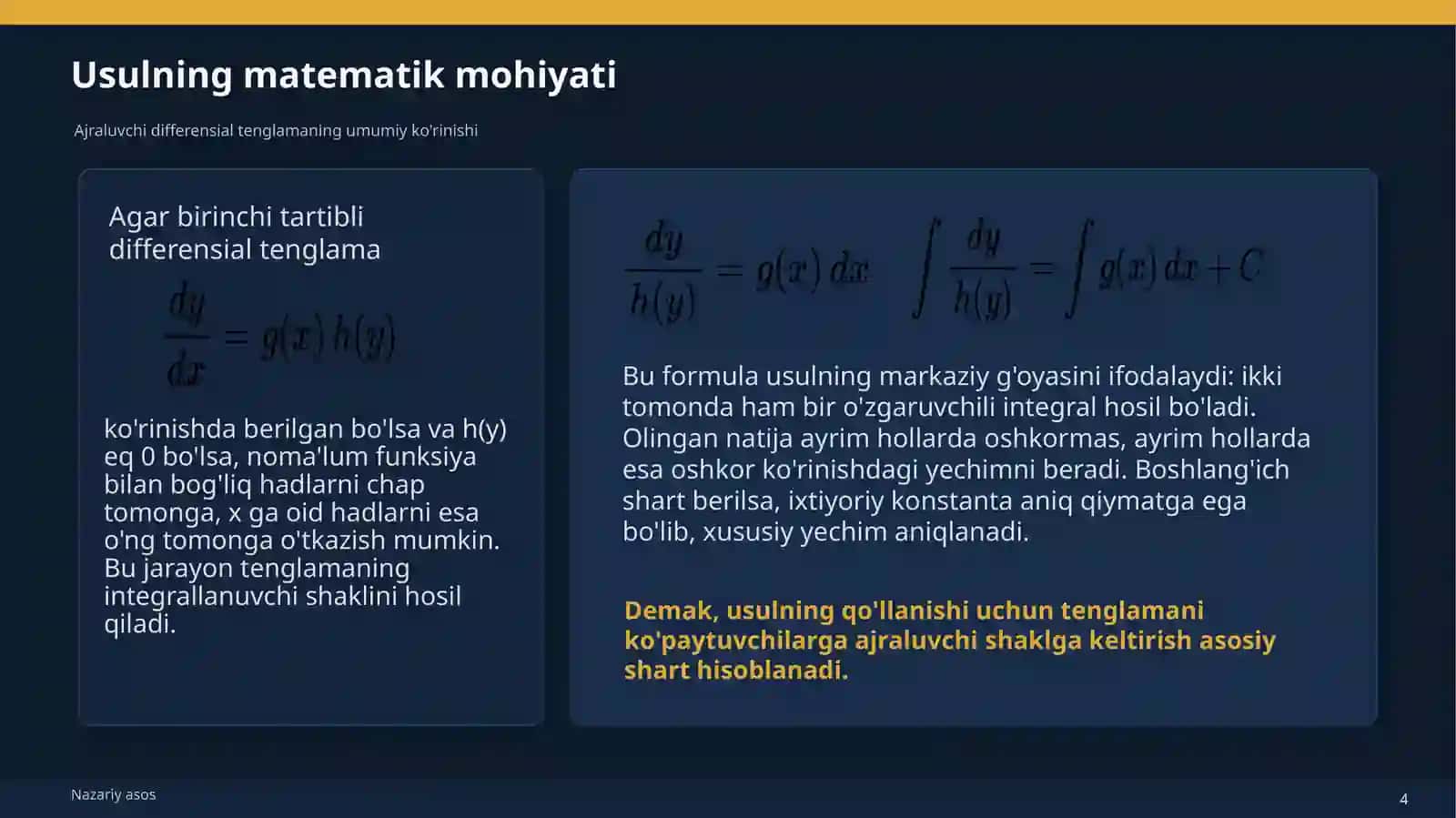 O'zgaruvchilarni ajratish usuli 4