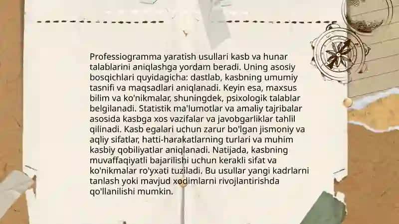 Professiogramma, professiografiya, psixogramma yuzasidan mulohazalar 4