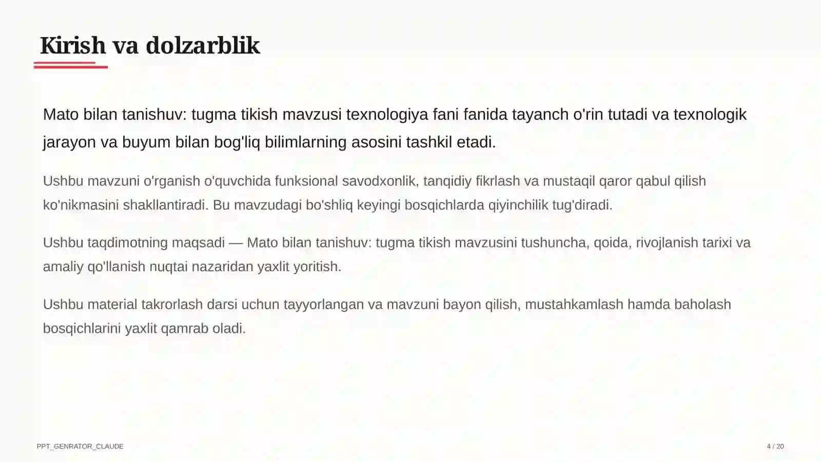 Mato bilan tanishuv: tugma tikish (2-sinf) 4