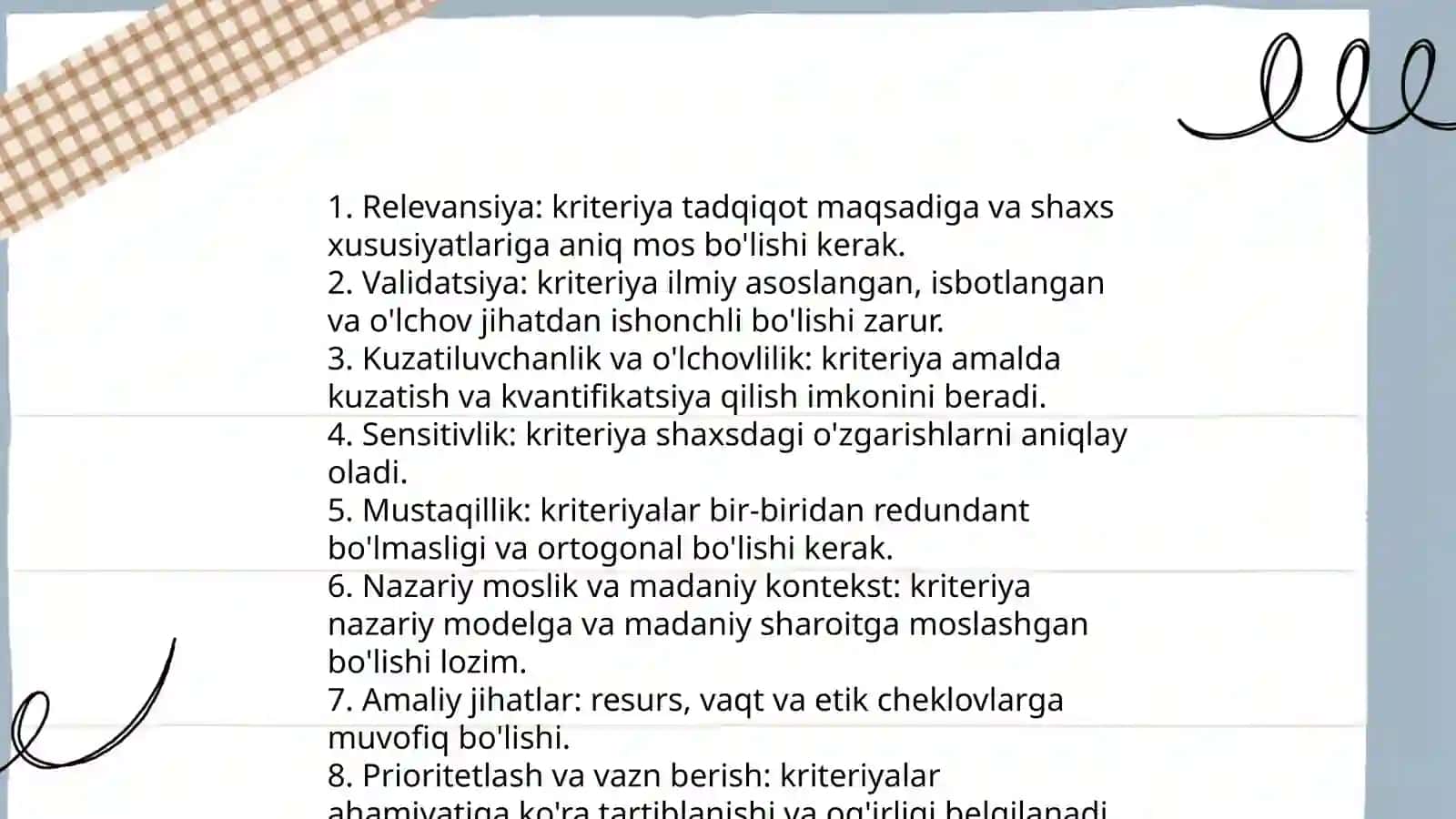 Shaxsning tadqiq etishda kriterial tahlil texnikasi 4